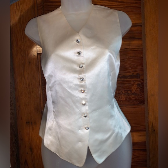 Emanuel Ungaro Jackets & Blazers - Emanuel Ungaro Ivory Silk Vest with Rhinestone Buttons